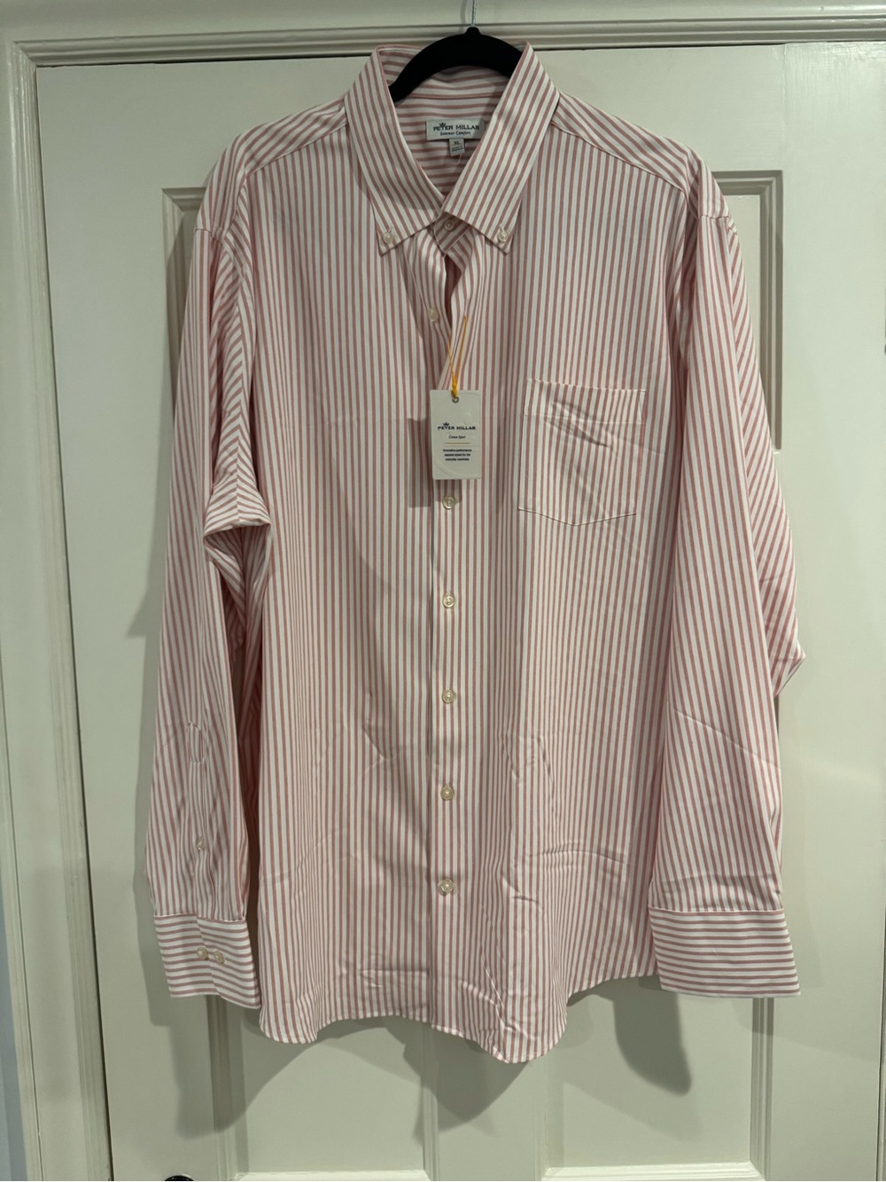 Peter Millar Pink and White Striped Dress Shirt